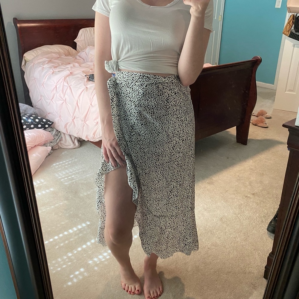Dalmatian Flowy Ruffle Maxi Wrap Skirt